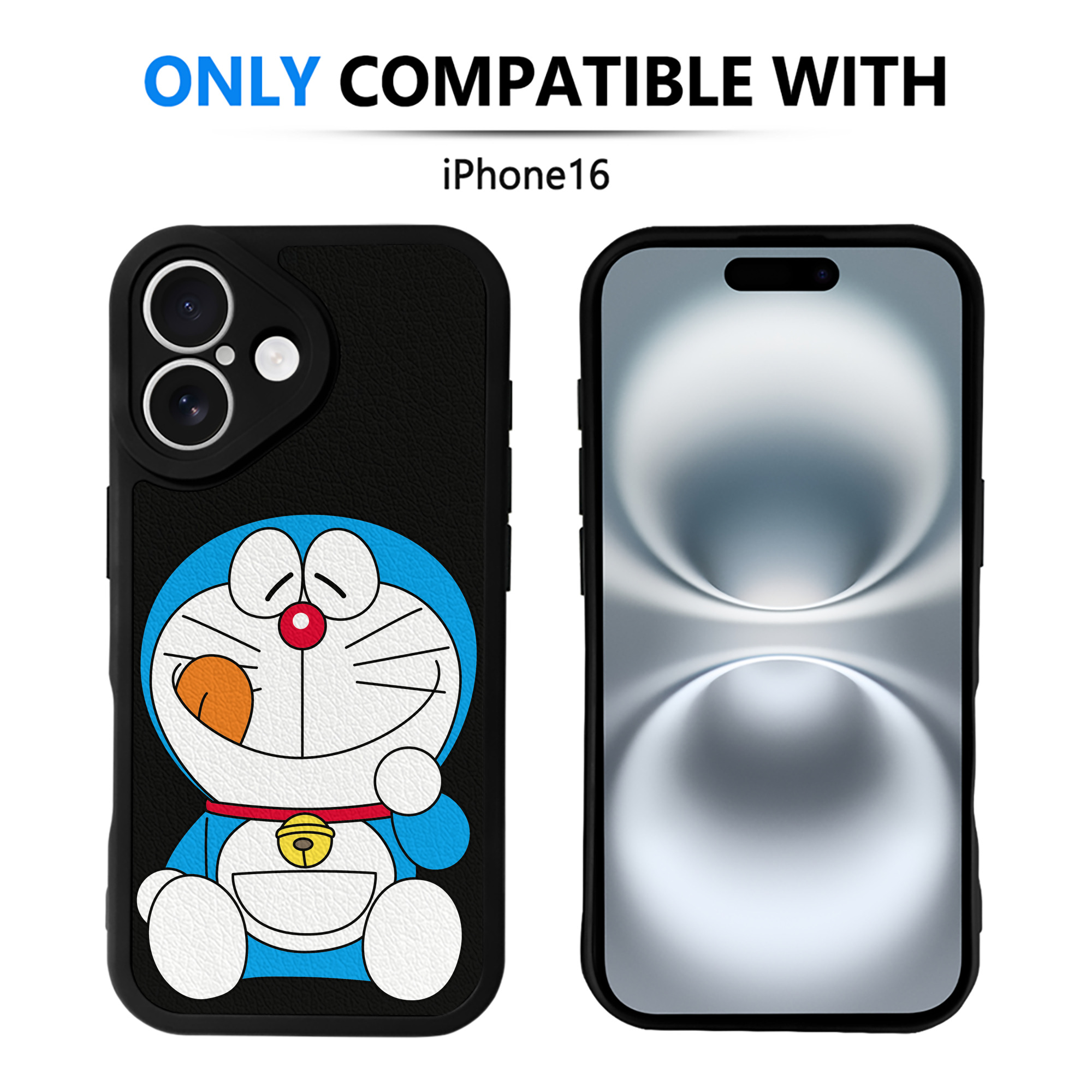 （画像用） ドラえもん Doraemon 【iPhone 16シリーズ対応】シリコンスマホケース（レザー調） 材質：シリコン